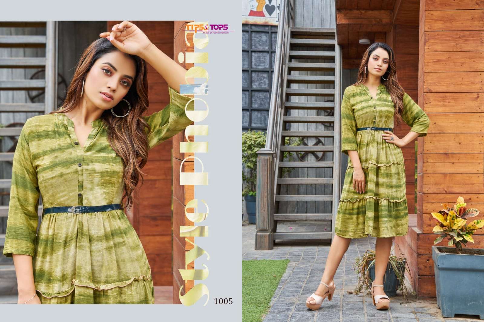 Tips & Tops-Colors-Heavy-Rayon-Wrinkle-Tie-Dye-Fancy-Western-Dress-Kurti-1005